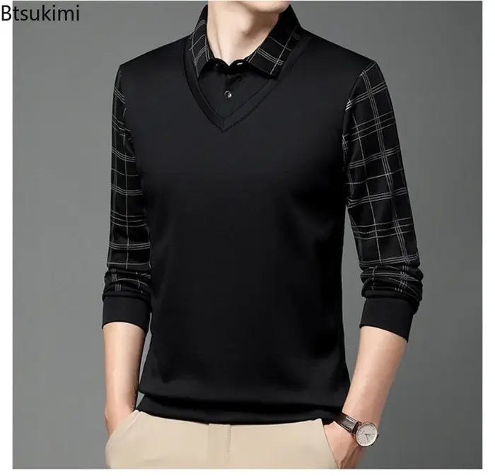 Nouveaux Polos Homme Printemps-Automne à Manches Longues