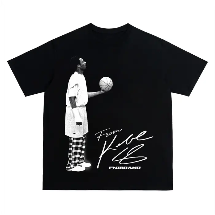 T-shirt d'été pour hommes, 100% coton, motif Kobe Bryant, imprimé avec lettres, col rond, manches co