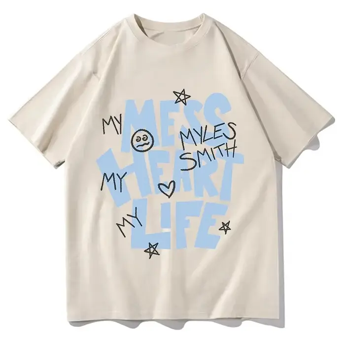 T-shirt graphique unisexe Myles Smith My Mess Album, nouvelle collection été 2026, en pur coton, col