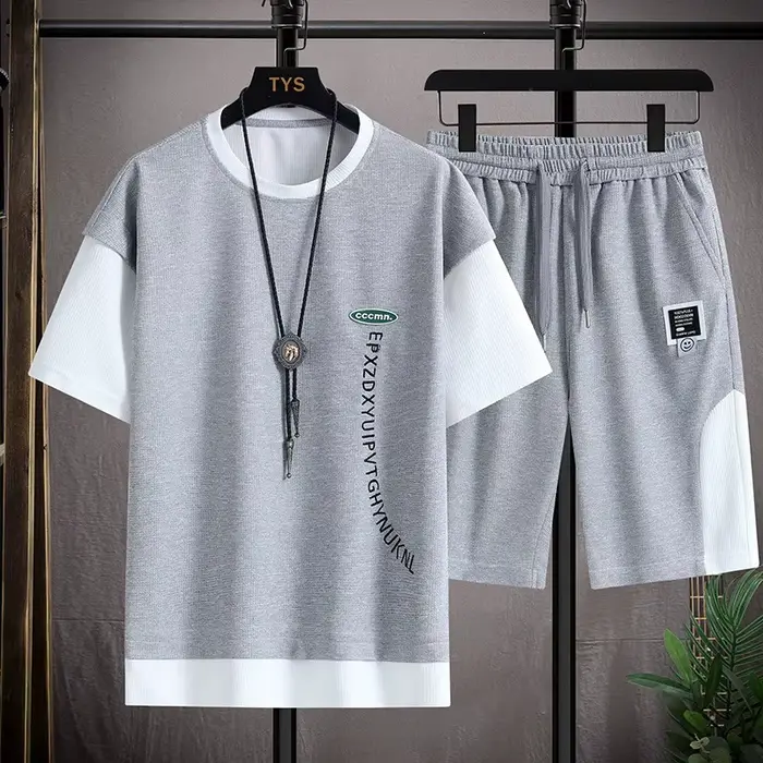 Ensemble de vêtements de sport d'été pour hommes, t-shirt à manches courtes et short, coupe ample, f