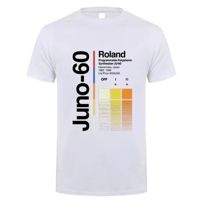 Juno 60 Roland t-shirt en coton pour hommes, t-shirt fantaisie à col rond, à manches courtes, vêteme