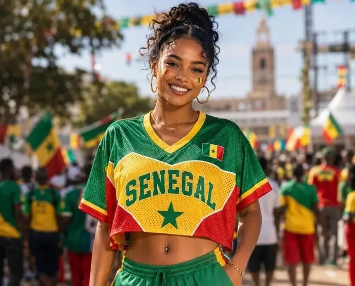 T-shirt court imprimé 3D aux couleurs du drapeau du Sénégal