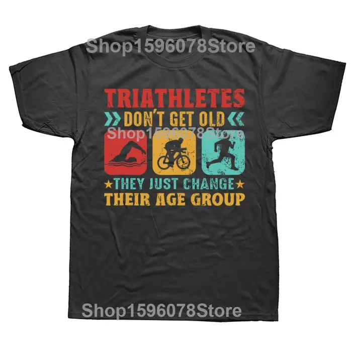 Conception de Triathlon drôle hommes femmes Triathlètes natation vélo course T-shirt été graphique coton Streetwear à