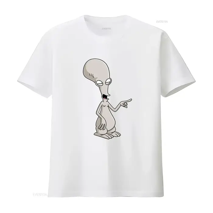 T-shirt Roger Smith The Alien à imprimé dessin animé pour tailles S à 5XL, fabriqué aux États-Unis, style vintage délavé, décontracté et élégant