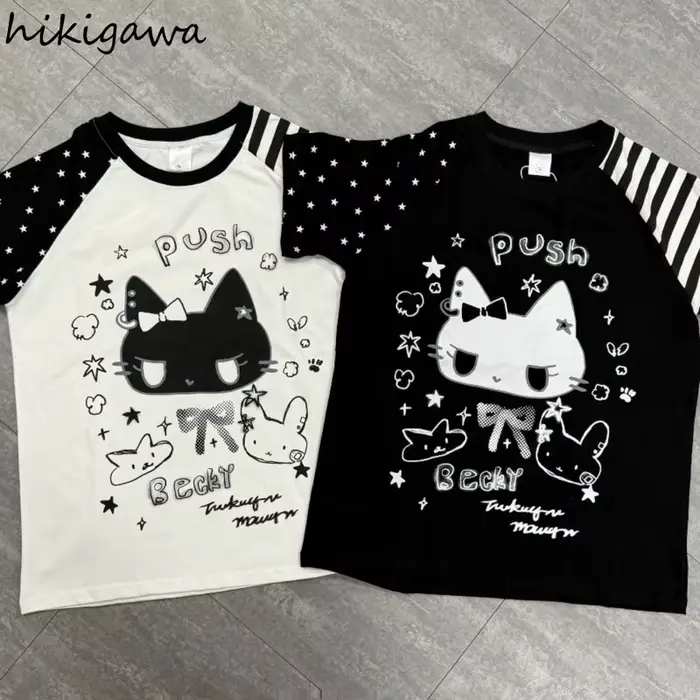 Hauts surdimensionnés T-shirts japonais 2025 femmes vêtements été Camisetas décontracté mode Y2k