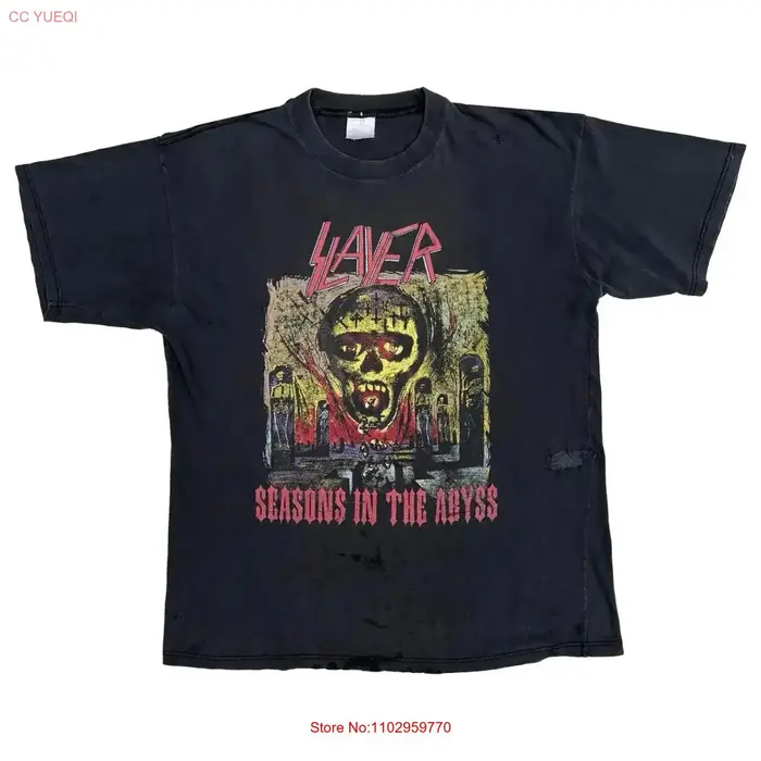 T-shirt vintage Slayer 1990 années 90 Seasons In The Abyss Album Tour Concert Metal