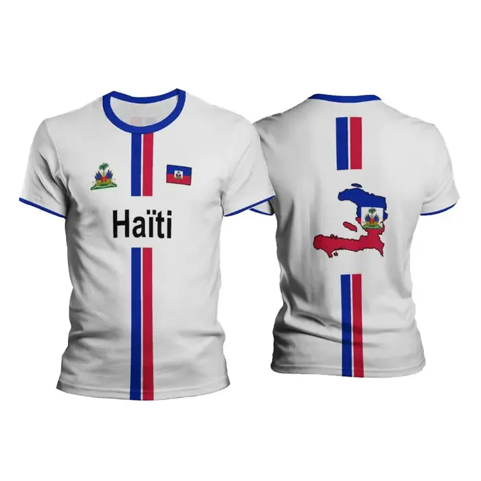 Haïti Football t-shirts hommes sport T-shirt drapeau haïtien rue surdimensionné hauts unisexe décontracté graphique
