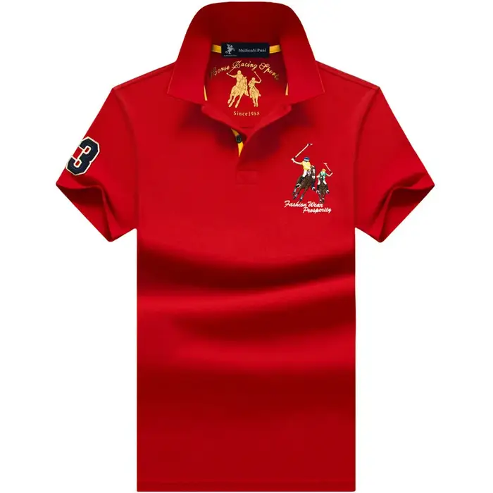 Polo d'été hommes coton décontracté broderie