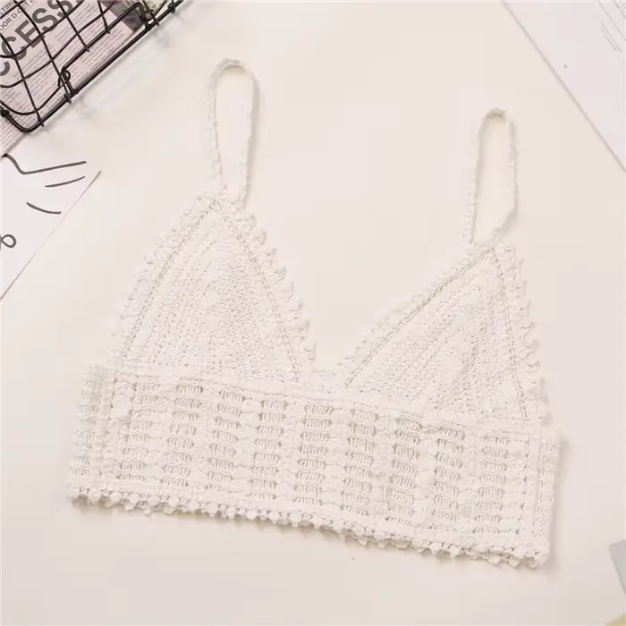 Camisoles et réservoirs en dentelle brodée pour femmes, caraco en tricot au crochet, tenue bohème po