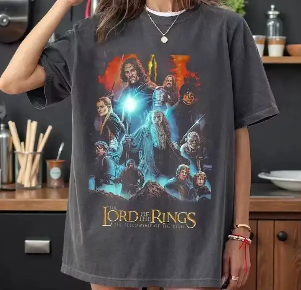 T-shirt rétro imprimé motif Seigneur des Anneaux Garde Messager, T-shirt décontracté d'été pour homm