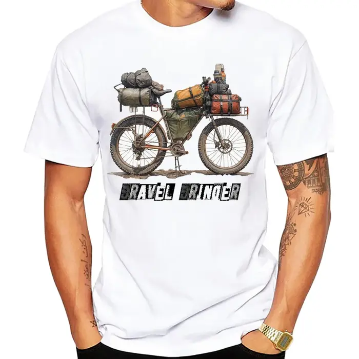 Voyage sur gravier Bikepacking impression T-Shirt été hommes à manches courtes drôle vélo Sport haut pour garçon