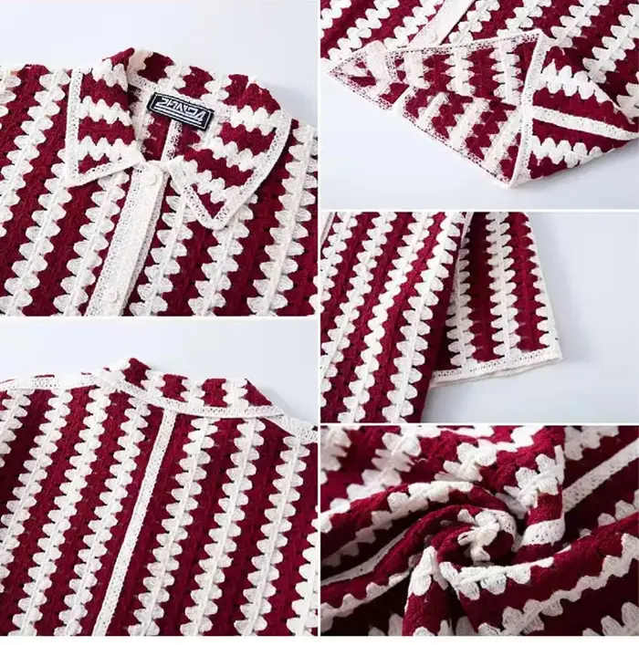 Polo en tricot rayé rétro français pour hommes