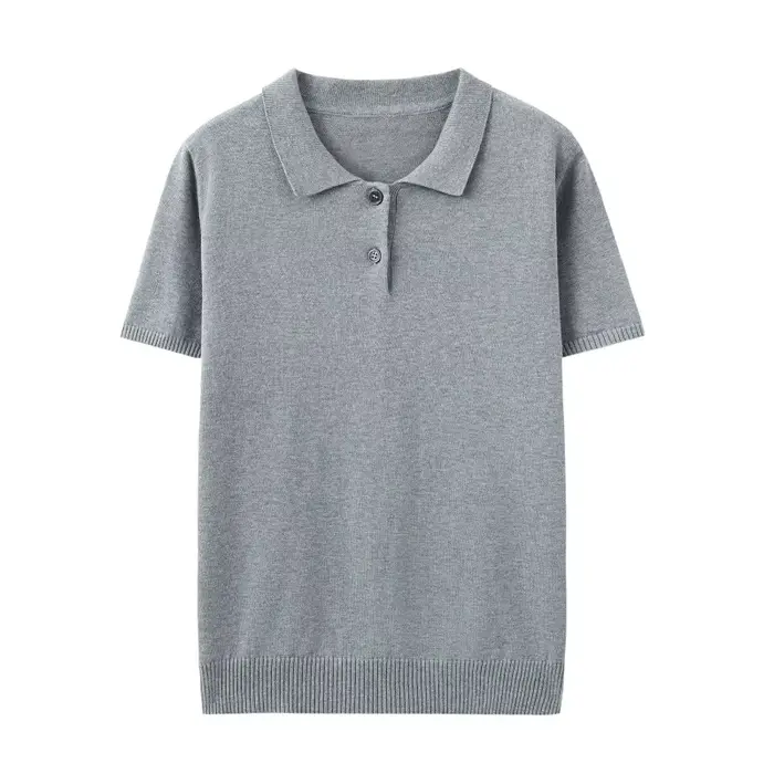 100% coton T-shirt pull femmes été col rond manches courtes tricot pull t-shirts décontracté bas por
