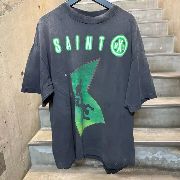 Streetwear Vintage SAINT t-shirt hommes femme meilleure qualité col rond décontracté printemps été coton nouveau lavé à