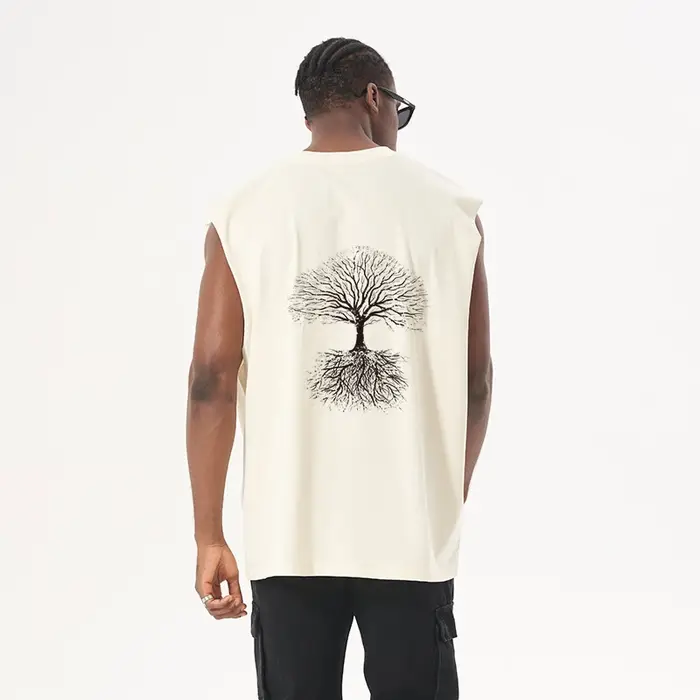 T-shirt à capuche imprimé arbre de vie pour hommes