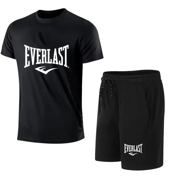 EVERLAST hommes T-shirt + Short 2 pièces ensemble loisirs souffle à manches courtes Sport Jogging gymnase marque impression vêtements
