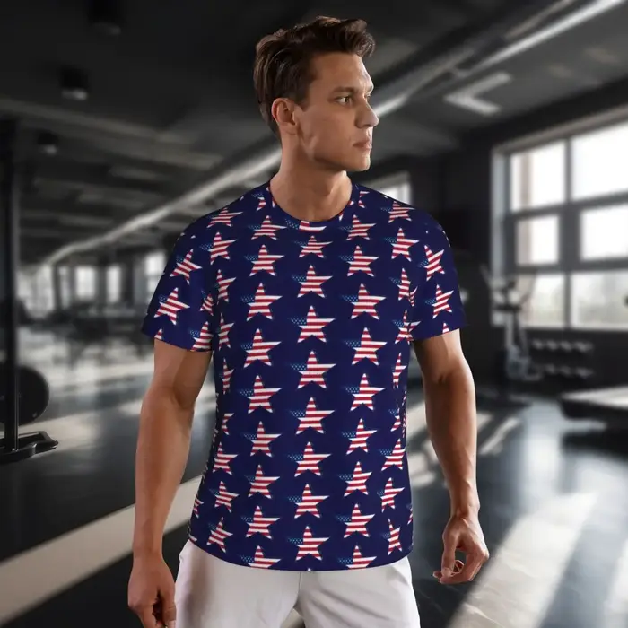USA drapeau américain T-Shirt homme étoile imprimé patriotique Streetwear course T-Shirts respirant plage mode