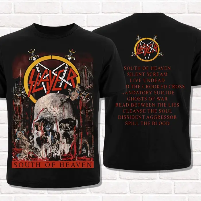 T-shirt « South of Heaven » du groupe Slayer (1988), motif imprimé commémoratif pour les fans, T-shi