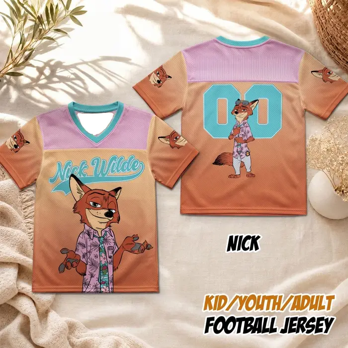 T-shirt de football animé Zootopia 2V pour enfants et adultes, T-shirt d'été Y2K à séchage rapide, t
