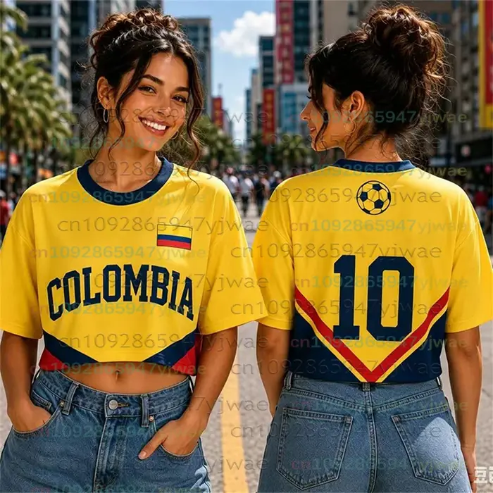 Maillot court de football COLOMBIA personnalisé – T-shirt de supporter de football pour homme et femme