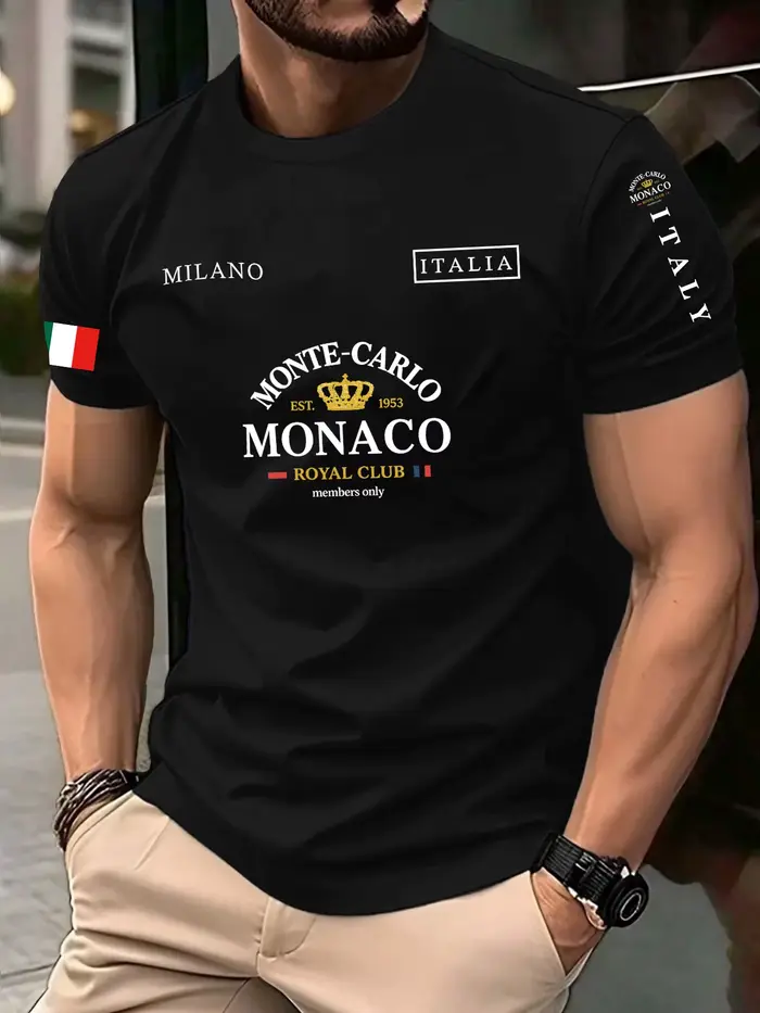 Monaco lettre drapeau imprimé 100% coton hommes femmes T-shirt été automne quotidien Sports de plein air fête décontracté ample rue à manches courtes