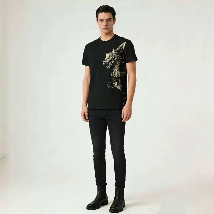 T-shirt homme Alex Plein en coton de luxe à col rond et manches courtes