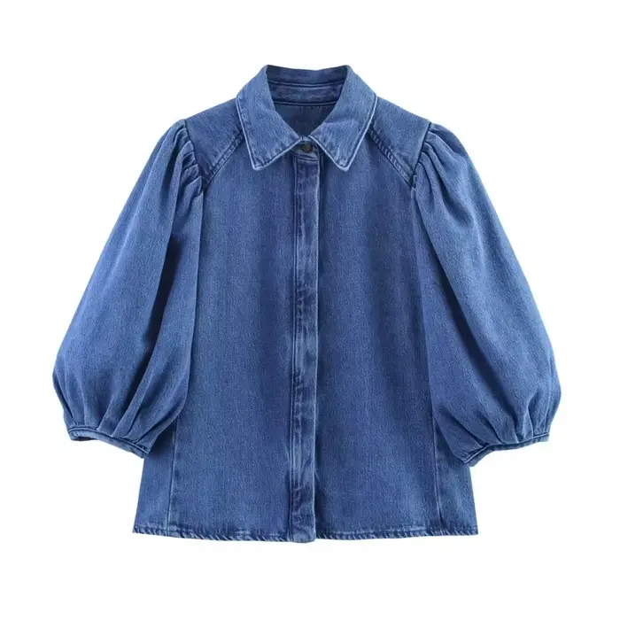 Kaopu printemps été 2025 mode rétro décontracté chemise pour femme Design Simple haut boutonné coton