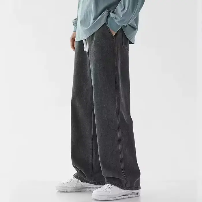 Nouveau Jean Streetwear Ample Homme 2026 Style Coréen Tendance Coupe Droite Large Pantalon