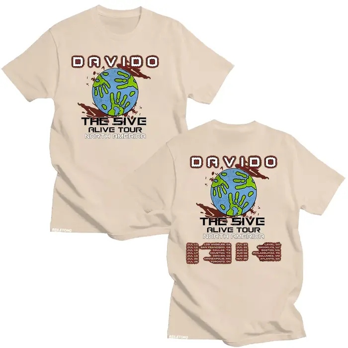 Davido The 5ive Alive Tour 2025 t-shirts