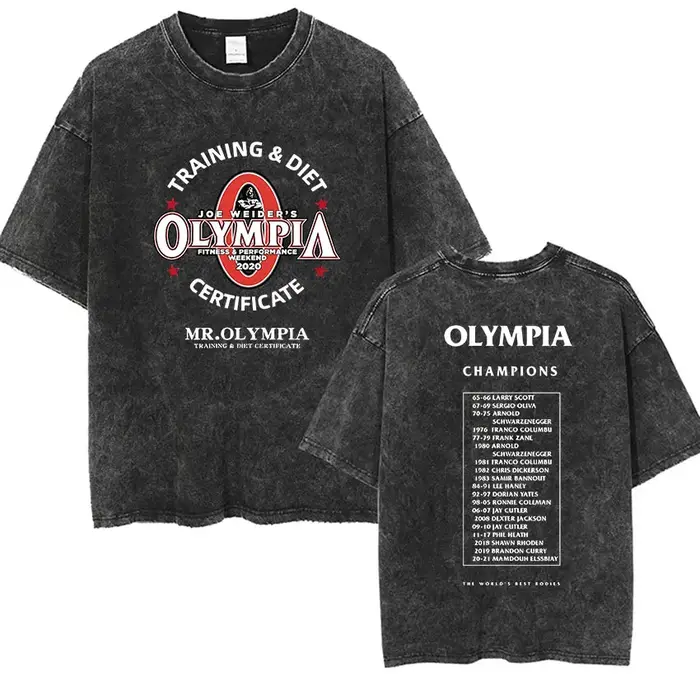 T-shirt graphique vintage délavé pour homme Olympia Gym 2026
