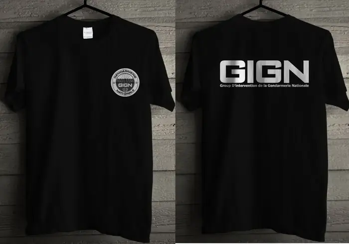 France Français Forces d'élite Spéciales Unité GIGN Raid BRI T-Shirt Manches Courtes Décontracté 100% Coton Chemises