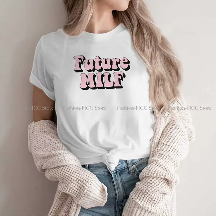 T-shirt en polyester imprimé Future Milf pour femme, streetwear décontracté cool