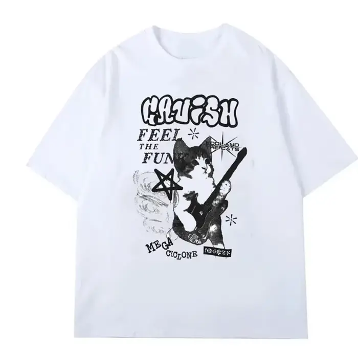 JEGraphic-T-shirt à manches courtes Cat Rock pour femmes