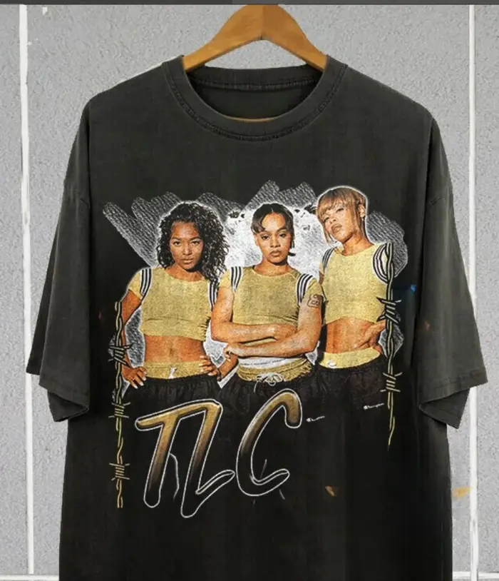 T-shirt graphique rétro TLC, style musical des années 90, t-shirt pour homme, pur coton, coupe ample