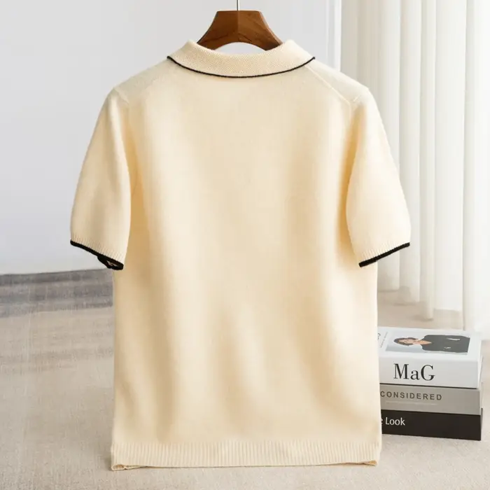 Pull en laine pure à col polo pour homme