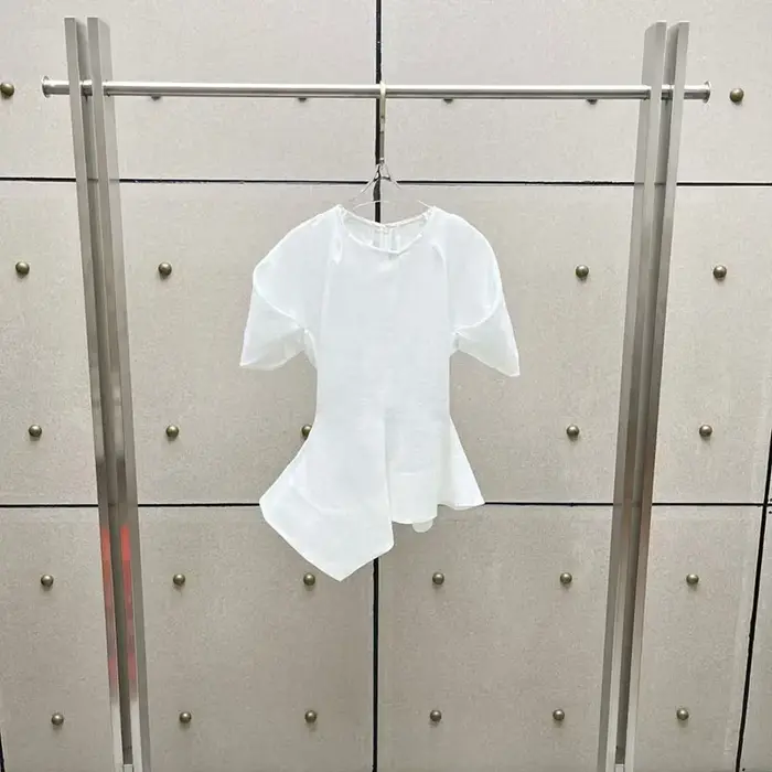 Haut asymétrique pour femme, T-shirt à col rond et manches courtes, Pull en coton et lin de haute qualité, 2026, Nouvelle arrivée, Y2K