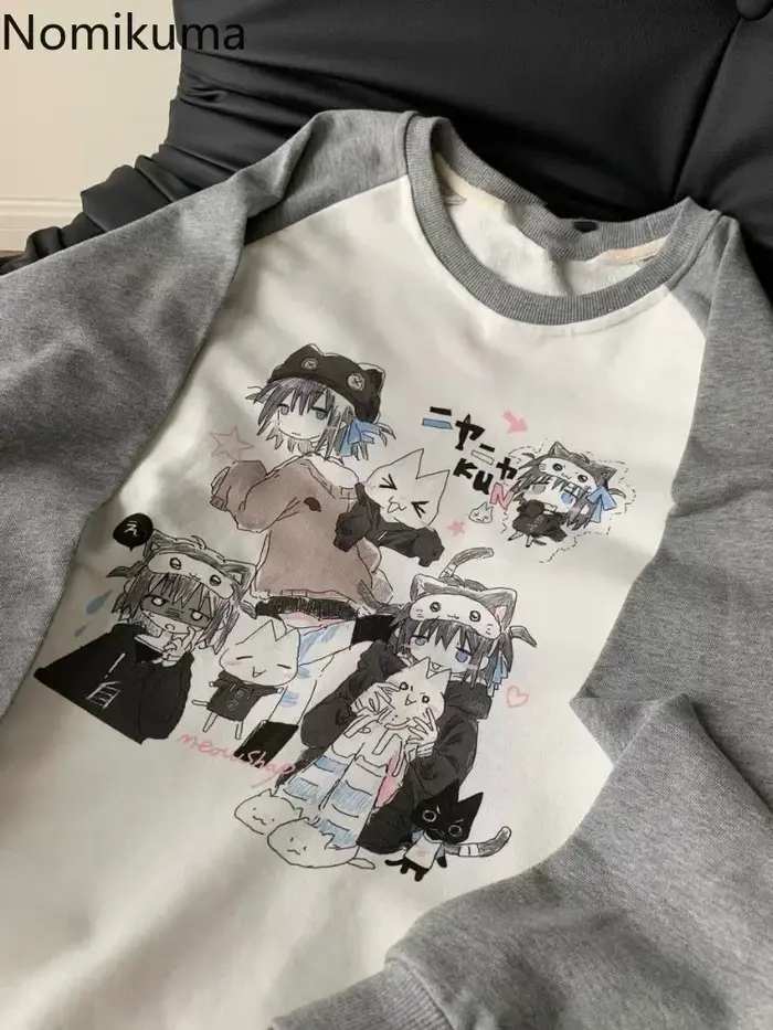 T-Shirt à Manches sulfet Col Rond en Coton pour Femme