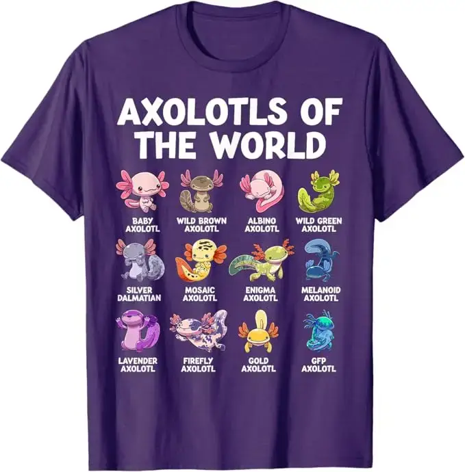 Axolotls du monde Kawaii T-Shirt Types de Axolotl poisson amphibien