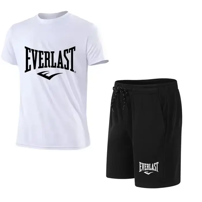EVERLAST hommes T-shirt + Short 2 pièces ensemble loisirs souffle à manches courtes Sport Jogging gymnase marque impression vêtements