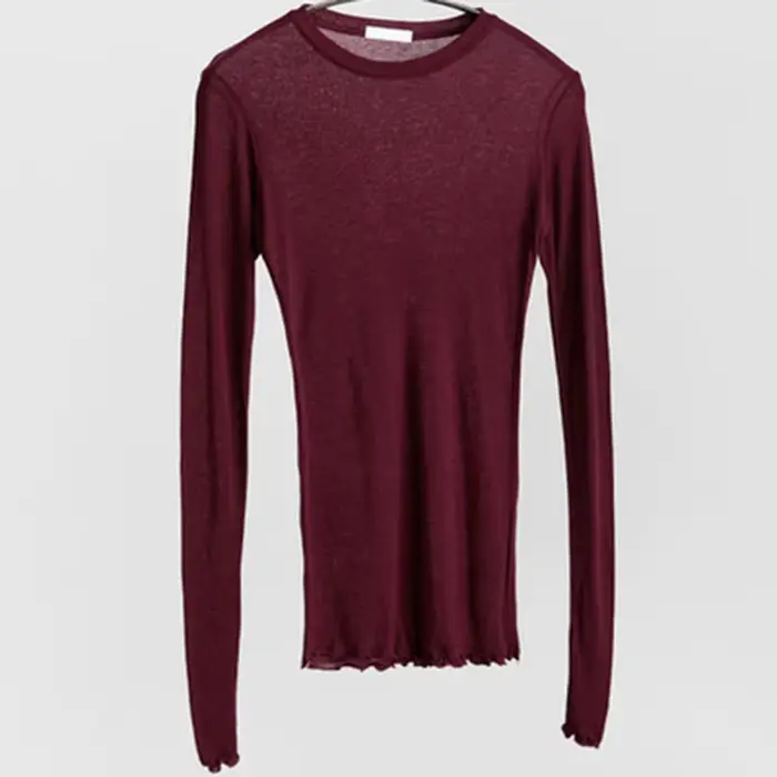 T-shirt uni à manches longues pour femmes