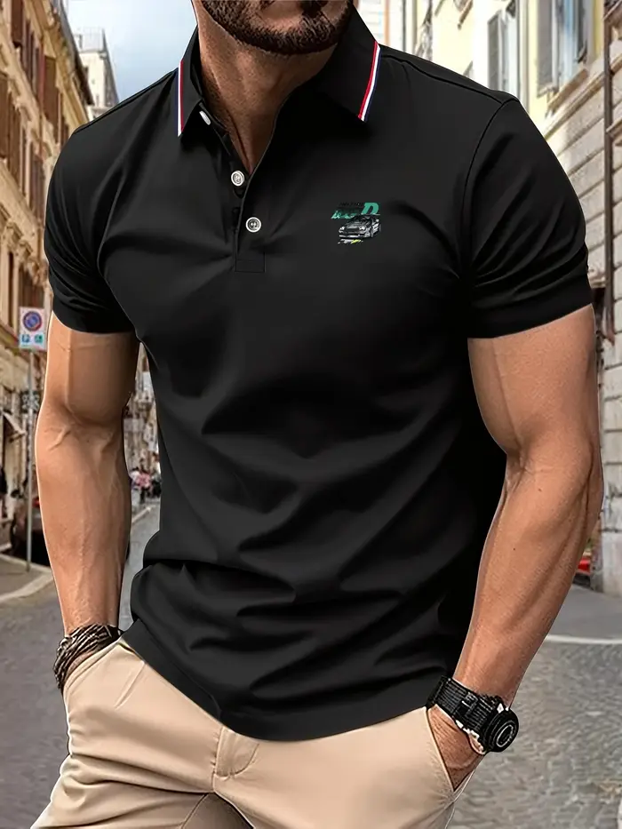 2025 nouveau Polo pour hommes Initial D voiture impression été à manches courtes revers rayures respirant léger luxe Cool t-shirt style décontracté