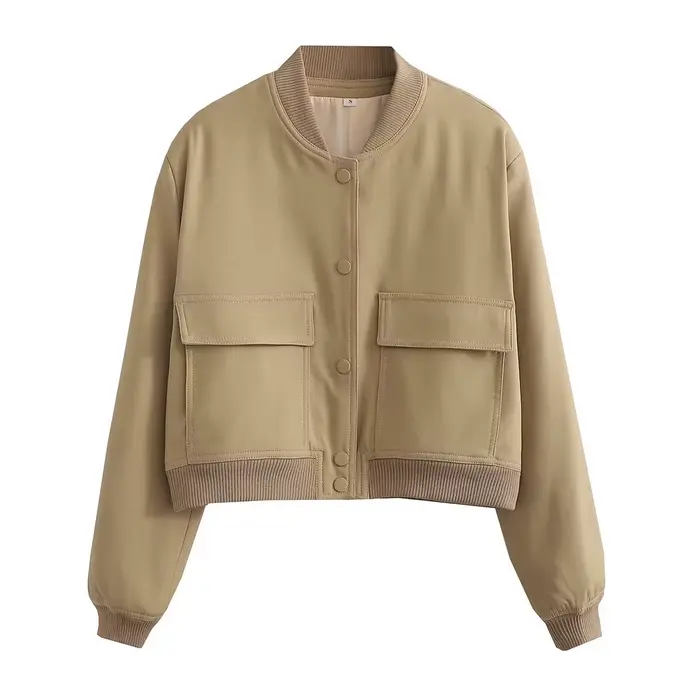 Willshela femmes mode solide Bomber vestes manteau avec poches col en v simple boutonnage manches lo