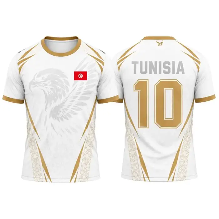 Nouveau maillot de football imprimé drapeau tunisien pour hommes, uniforme d'entraînement de footbal