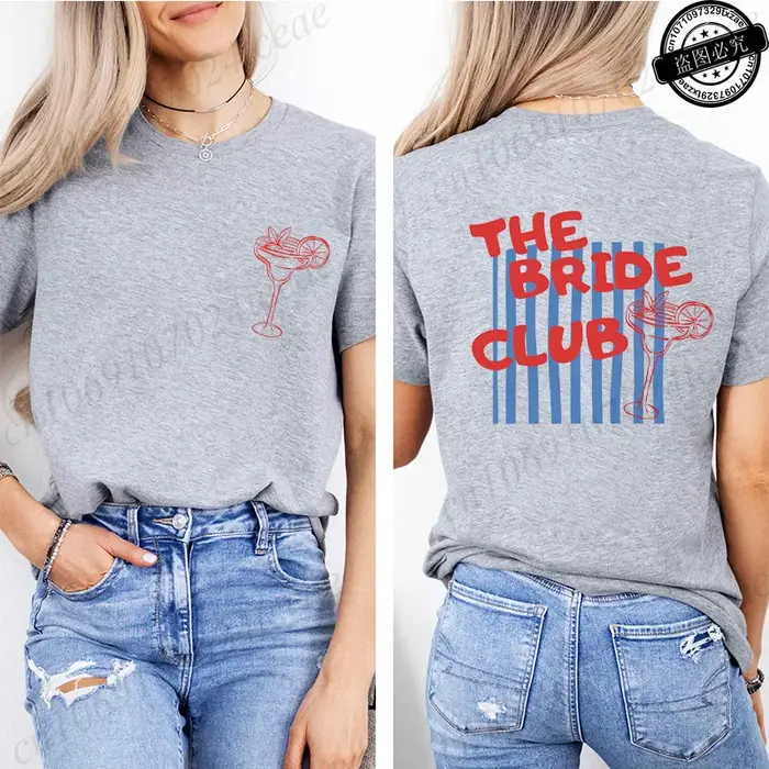 T-shirt de fête prénuptiale The Bride Club pour femme, motif graphique rétro, hauts pour demoiselles