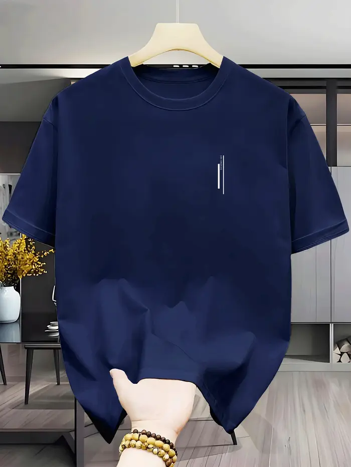 T-shirt à col rond pour homme, respirant et souple, haute élasticité, lavable, frais et confortable, style décontracté pour l'été