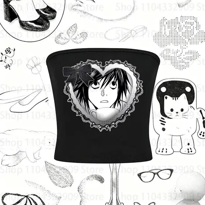 Crop tops Y2k pour femmes, style Shoujo Girl, vêtements gothiques, vêtements des années 90, vêtement