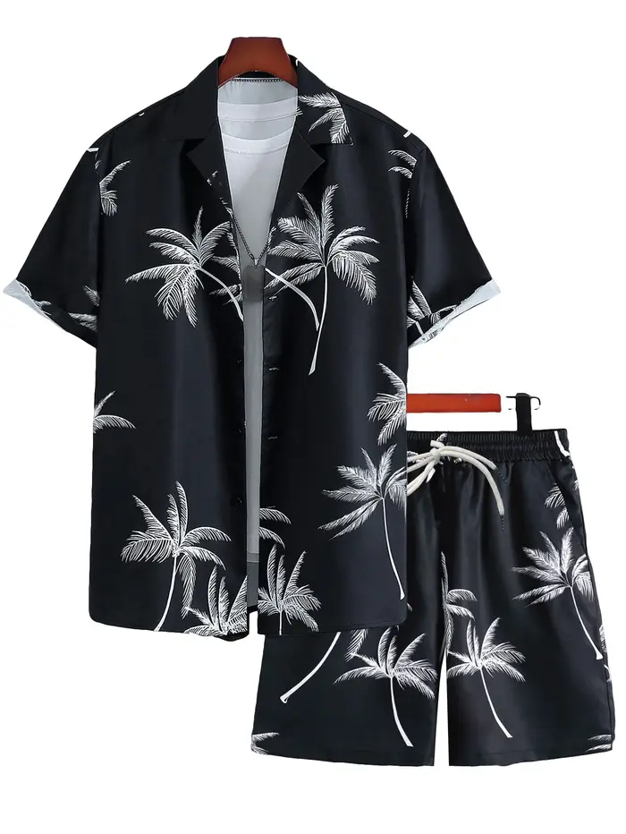Nouvel ensemble décontracté homme : chemise à revers et short