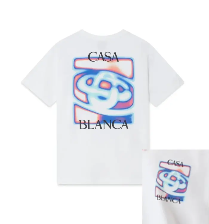 T-shirt graphique Blanca Tennis Court Arch en coton noir à manches courtes et col rond pour hommes et femmes