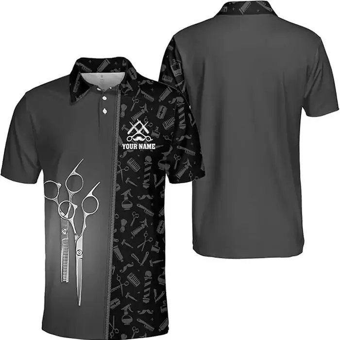 Polo de barbier à manches courtes pour hommes