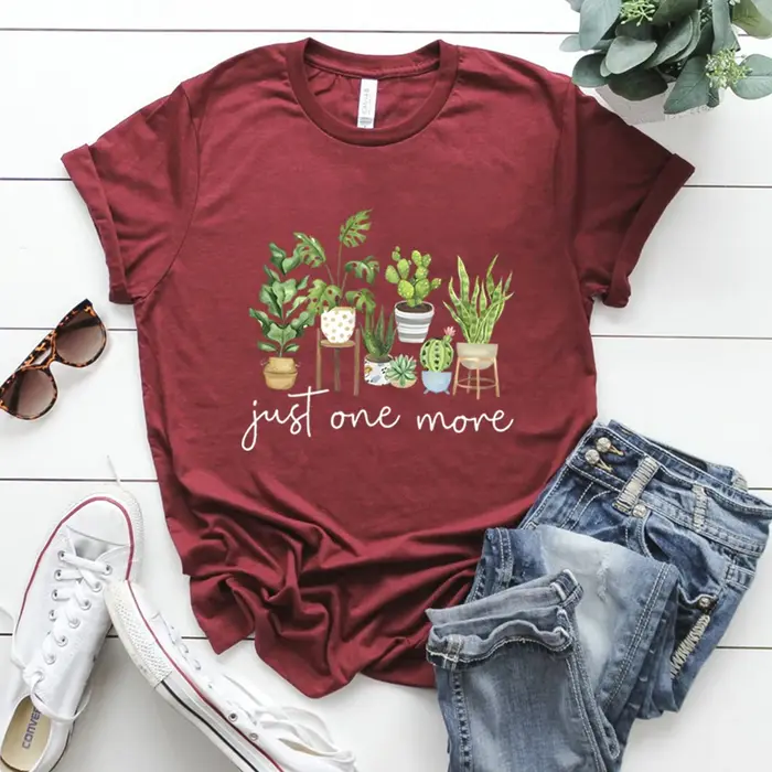Juste un plus t-shirt plante dame t-shirt plante folle femmes chemises jardinage t-shirt femmes manc